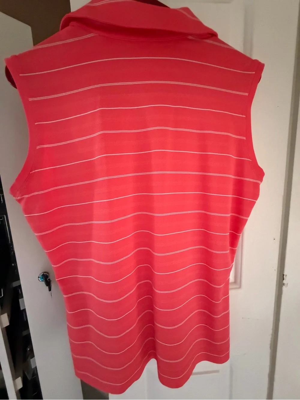 Nike Golf Women's Coral Sleeveless Striped Polo Top, Nwot